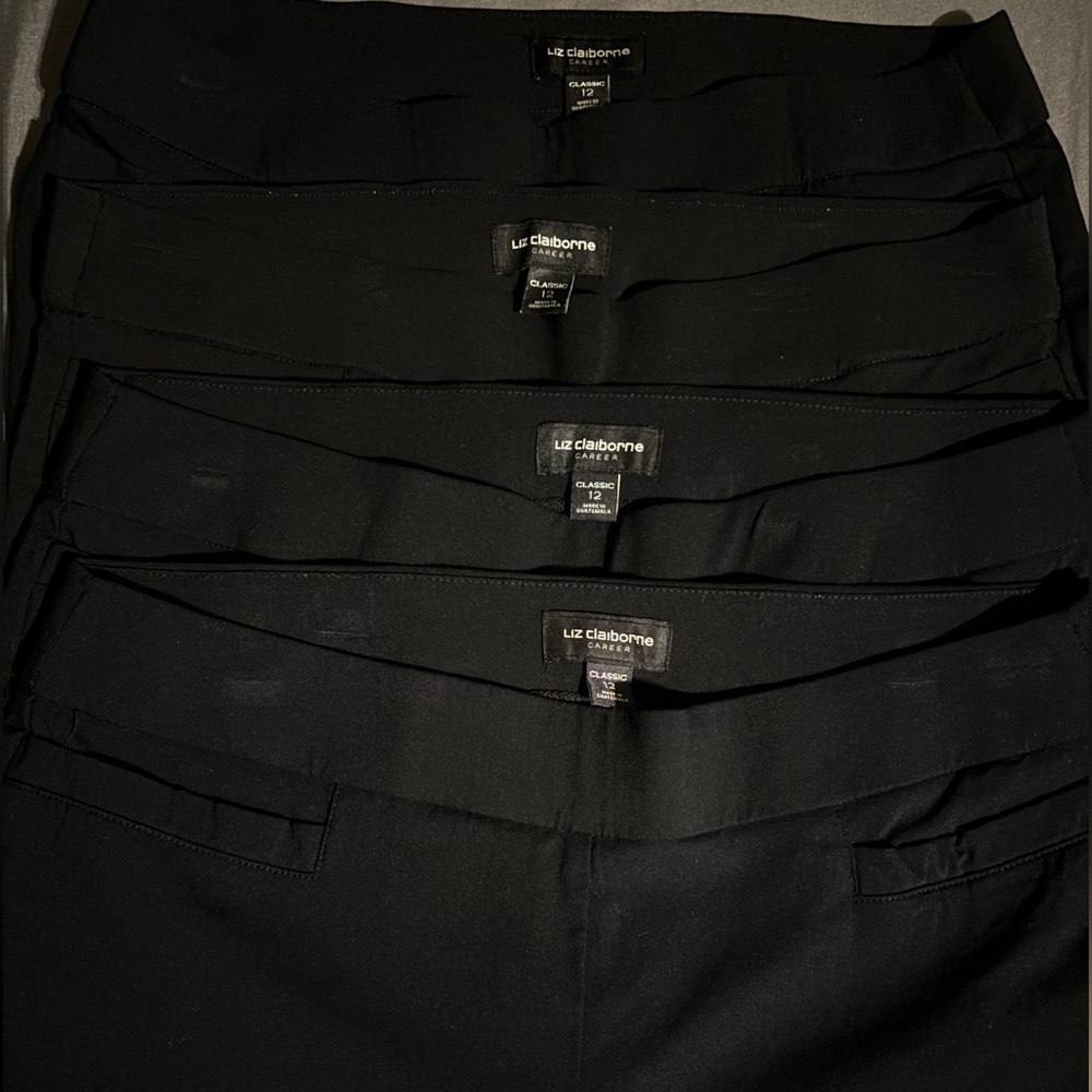 4 pair Liz Claiborne Career Classic Pull On Stretch Pants size 12
